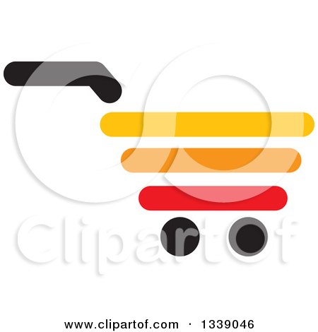 Clipart of a Red Yellow Black and Orange Shopping Cart Retail Icon 2 - Royalty Free Vector Illustration by ColorMagic