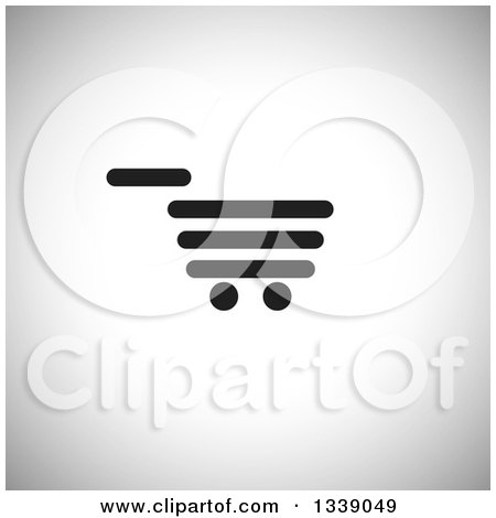 Clipart of a Black Shopping Cart Retail Icon over Shading - Royalty Free Vector Illustration by ColorMagic