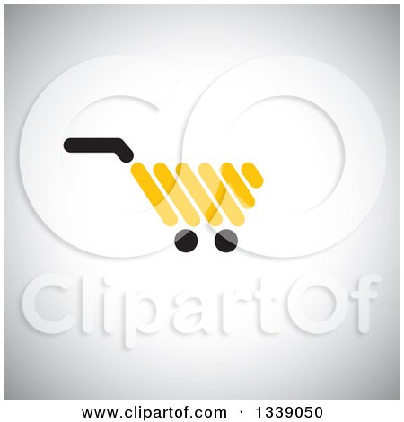 Clipart of a Yellow Shopping Cart Retail Icon over Shading - Royalty Free Vector Illustration by ColorMagic