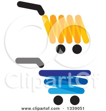 Clipart of Black, Blue and Orange Shopping Cart Retail Icons - Royalty Free Vector Illustration by ColorMagic