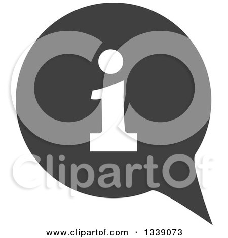 Clipart of a Letter I Information and Dark Gray Speech Balloon App Icon Design Element - Royalty Free Vector Illustration by ColorMagic