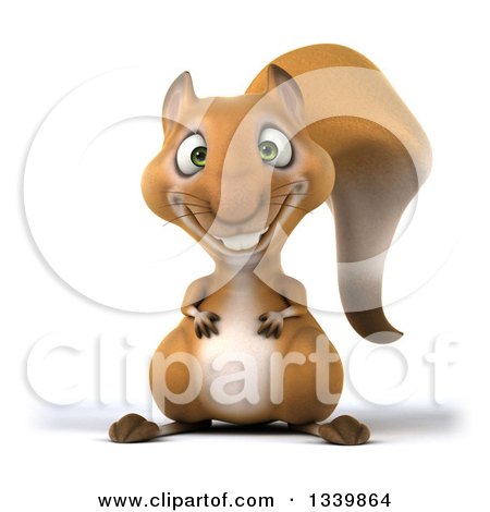 Clipart of a 3d Happy Squirrel - Royalty Free Illustration by Julos