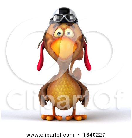 Clipart of a 3d Brown Chicken Pilot Wearing a Helmet - Royalty Free Illustration by Julos
