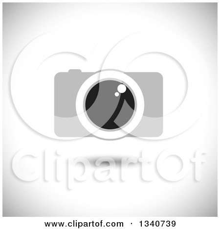 Clipart of a Grayscale Camera with a Shiny Lens on Shading - Royalty Free Vector Illustration by ColorMagic