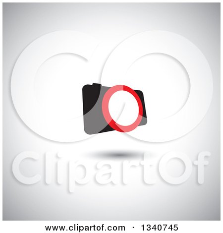 Clipart of a Black Camera with a Red and White Lens over Shading - Royalty Free Vector Illustration by ColorMagic