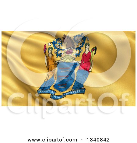 Clipart of a 3d Rippling State Flag of New Jersey, USA - Royalty Free Illustration by stockillustrations