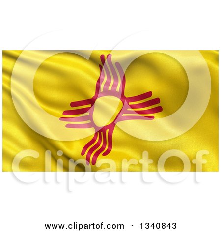 Clipart of a 3d Rippling State Flag of New Mexico, USA - Royalty Free Illustration by stockillustrations