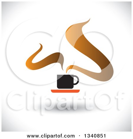 Clipart of a Steaming Hot Coffee Cup on a Saucer over Shading - Royalty Free Vector Illustration by ColorMagic