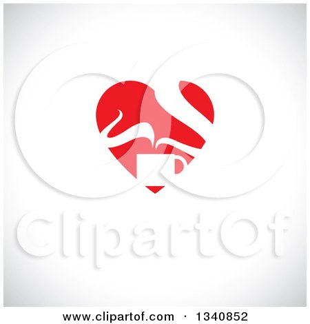 Clipart of a Steaming Hot Coffee Cup in a Red Heart over Shading - Royalty Free Vector Illustration by ColorMagic