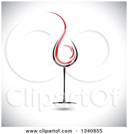 Clipart of a Wine Glass with a Red Splash over Shading - Royalty Free Vector Illustration by ColorMagic