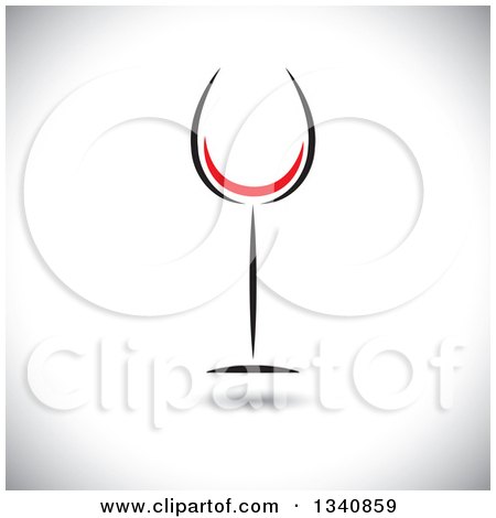 Clipart of a Wine Glass with a Red Swoosh over Shading - Royalty Free Vector Illustration by ColorMagic
