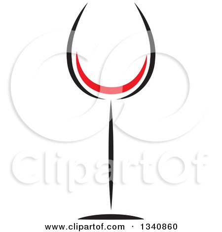 Clipart of a Wine Glass with a Red Swoosh - Royalty Free Vector Illustration by ColorMagic