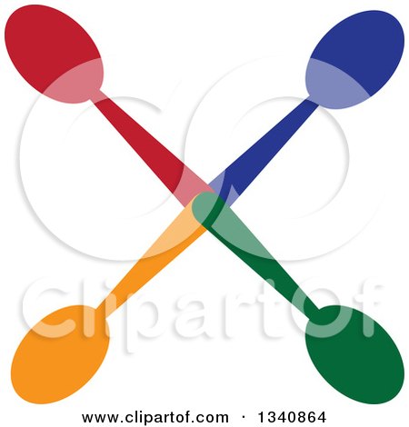 Clipart of a Cross Made of Colorful Spoons - Royalty Free Vector Illustration by ColorMagic