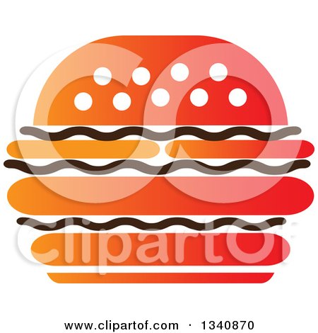 Clipart of a Black White and Orange Cheeseburger - Royalty Free Vector Illustration by ColorMagic