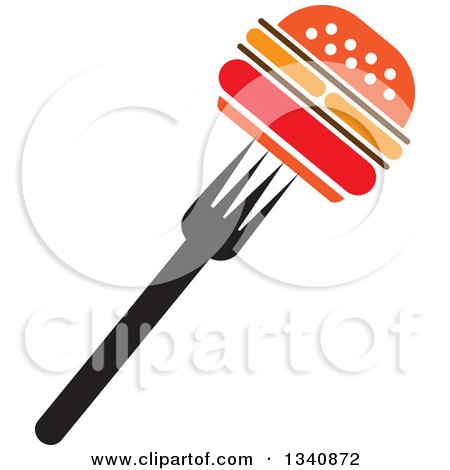 Clipart of a Cheeseburger on a Fork - Royalty Free Vector Illustration by ColorMagic