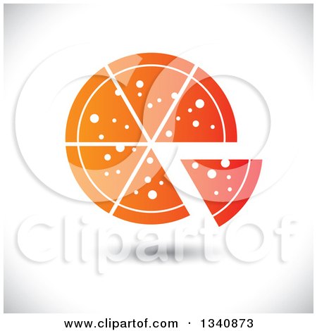Clipart of a Floating Gradient Orange Pizza over Shading - Royalty Free Vector Illustration by ColorMagic