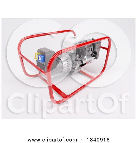 Clipart of a 3d Portable Generator on Shaded White - Royalty Free Illustration by KJ Pargeter