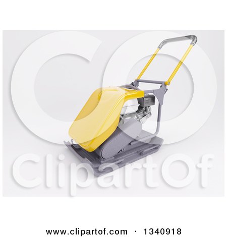 Clipart of a 3d Yellow Compactor Machine on Shaded White - Royalty Free Illustration by KJ Pargeter