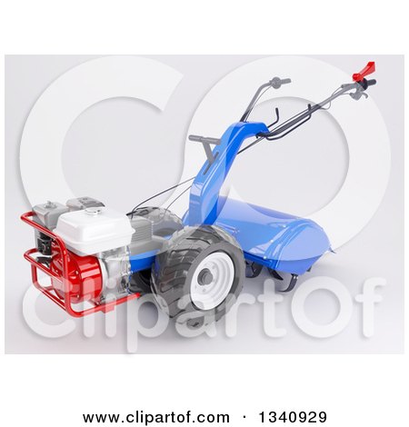 Clipart of a 3d Rotavator Cultivator Machine on Shaded White - Royalty Free Illustration by KJ Pargeter