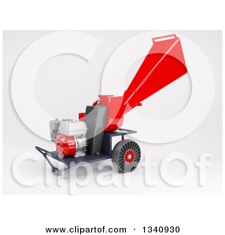 Clipart of a 3d Red Garden Shredder Machine on Shaded White - Royalty Free Illustration by KJ Pargeter