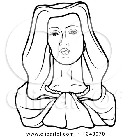 Clipart of a Black and White Virgin Mary 2 - Royalty Free Vector Illustration by dero