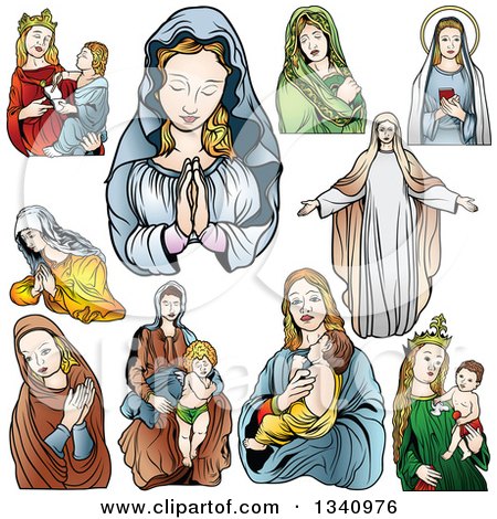 Clipart of Virgin Mary Designs - Royalty Free Vector Illustration by dero