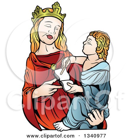 Clipart of a Virgin Mary Holding Baby Jesus - Royalty Free Vector Illustration by dero