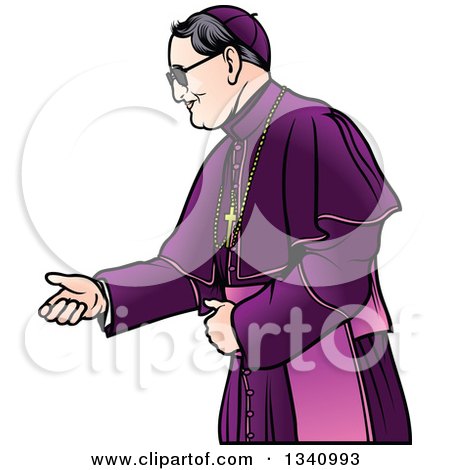 Clipart of a Bishop in a Purple Robe - Royalty Free Vector Illustration by dero