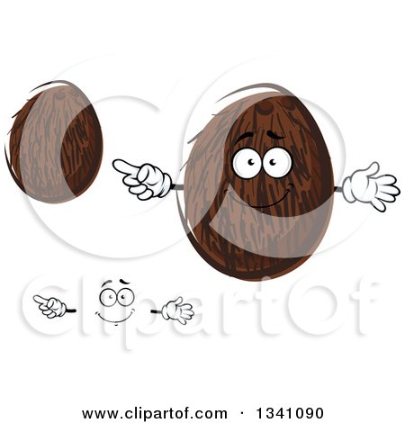 Clipart of a Cartoon Face, Hands and Coconuts 2 - Royalty Free Vector Illustration by Vector Tradition SM