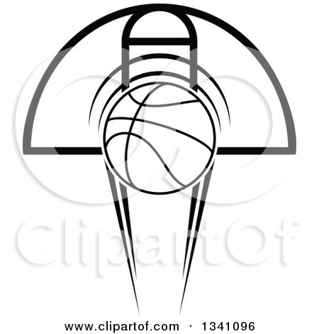 Clipart of a Black and White Basketball and Hoop - Royalty Free Vector Illustration by Vector Tradition SM