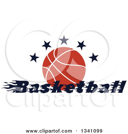 Clipart of a Basketball with Black Stars and Text - Royalty Free Vector Illustration by Vector Tradition SM