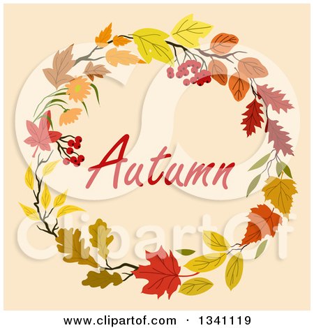 Clipart of a Colorful Autumn Leaf Wreath with Text 11 - Royalty Free Vector Illustration by Vector Tradition SM