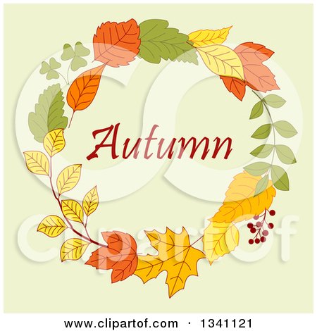 Clipart of a Colorful Autumn Leaf Wreath with Text 12 - Royalty Free Vector Illustration by Vector Tradition SM