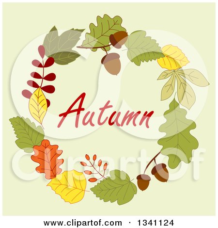 Clipart of a Colorful Autumn Leaf Wreath with Text 13 - Royalty Free Vector Illustration by Vector Tradition SM
