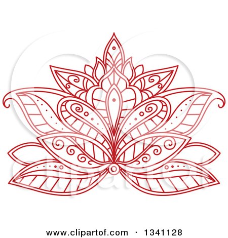 Clipart of a Beautiful Red Henna Lotus Flower 5 - Royalty Free Vector Illustration by Vector Tradition SM