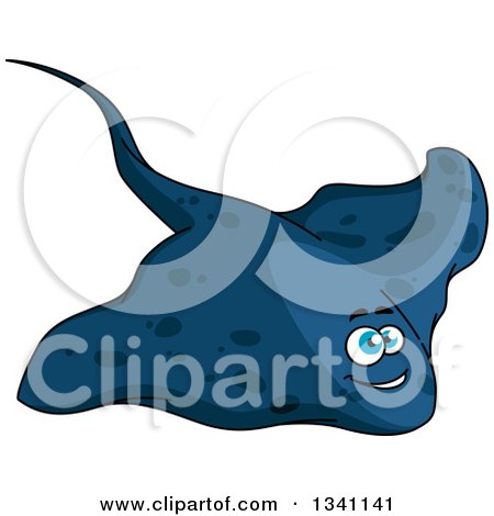 Clipart of a Cartoon Blue Happy Sting Ray - Royalty Free Vector Illustration by Vector Tradition SM