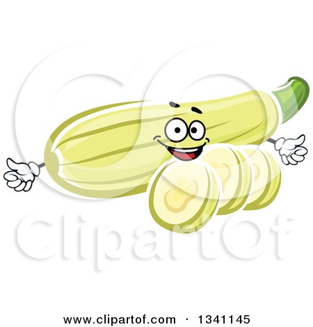 Clipart of a Cartoon Zucchini Character and Slices - Royalty Free Vector Illustration by Vector Tradition SM