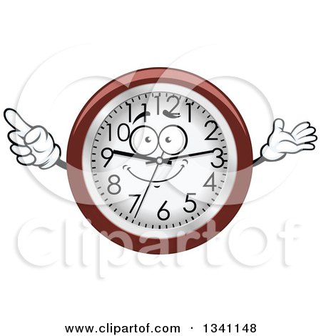 Clipart of a Cartoon Wall Clock Character - Royalty Free Vector Illustration by Vector Tradition SM