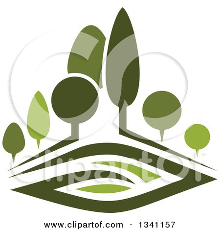 Clipart of a Green Park with Trees - Royalty Free Vector Illustration by Vector Tradition SM