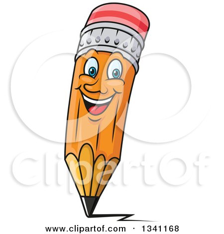 Clipart of a Cartoon Yellow Pencil Character - Royalty Free Vector Illustration by Vector Tradition SM
