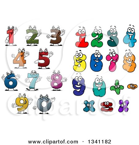 Clipart of Colorful Cartoon Number Characters - Royalty Free Vector Illustration by Vector Tradition SM