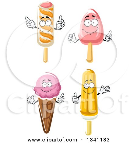 Clipart of Cartoon Popsicles and Waffle Ice Cream Cone - Royalty Free Vector Illustration by Vector Tradition SM