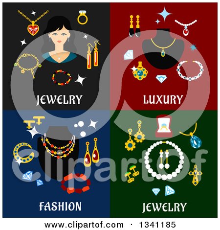 Clipart of Flat Jewelery, Luxury, and Fashion Designs - Royalty Free Vector Illustration by Vector Tradition SM
