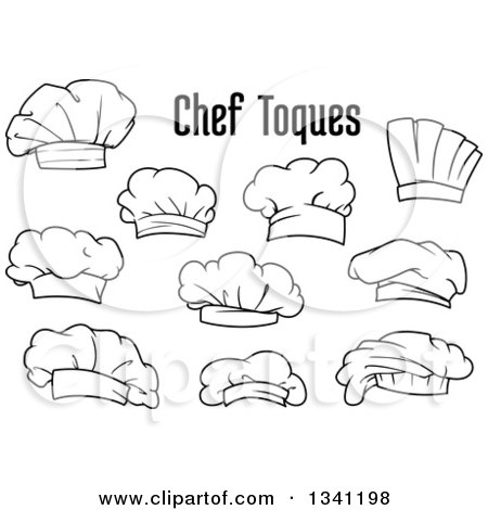 Clipart of Black and White Chefs Toque Hats and Text 5 - Royalty Free Vector Illustration by Vector Tradition SM