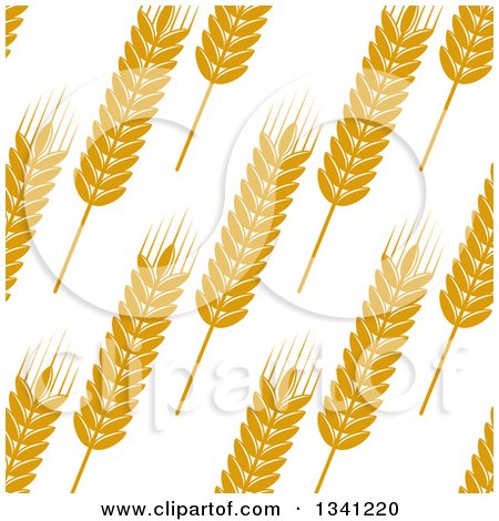 Clipart of a Seamless Background Patterns of Gold Wheat on White 7 - Royalty Free Vector Illustration by Vector Tradition SM