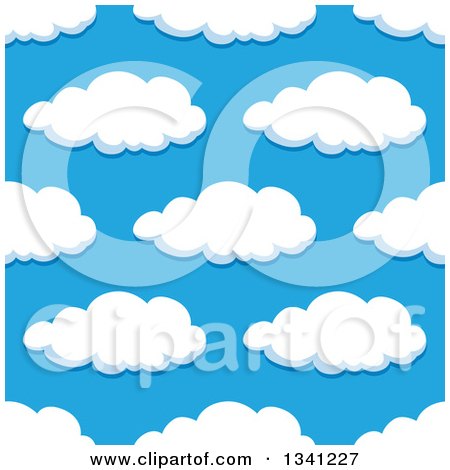 Clipart of a Seamless Pattern Background of Puffy Clouds in a Blue Sky 9 - Royalty Free Vector Illustration by Vector Tradition SM