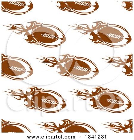 Clipart of a Background Pattern of Seamless Brown Flying Footballs on White 2 - Royalty Free Vector Illustration by Vector Tradition SM