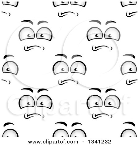 Clipart of a Seamless Background Pattern of Grayscale Angry Faces - Royalty Free Vector Illustration by Vector Tradition SM