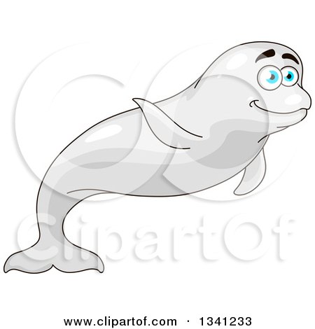 Clipart of a Cartoon Happy White Beluga Whale - Royalty Free Vector Illustration by Vector Tradition SM