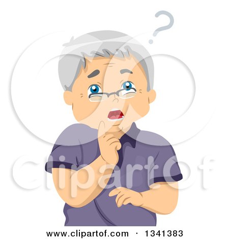 Clipart of a Forgetful Caucasian Senior Man Trying to Remember - Royalty Free Vector Illustration by BNP Design Studio